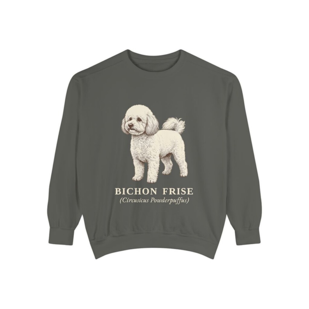 Bichon Frise Latin Sweatshirt, Pepper, front view