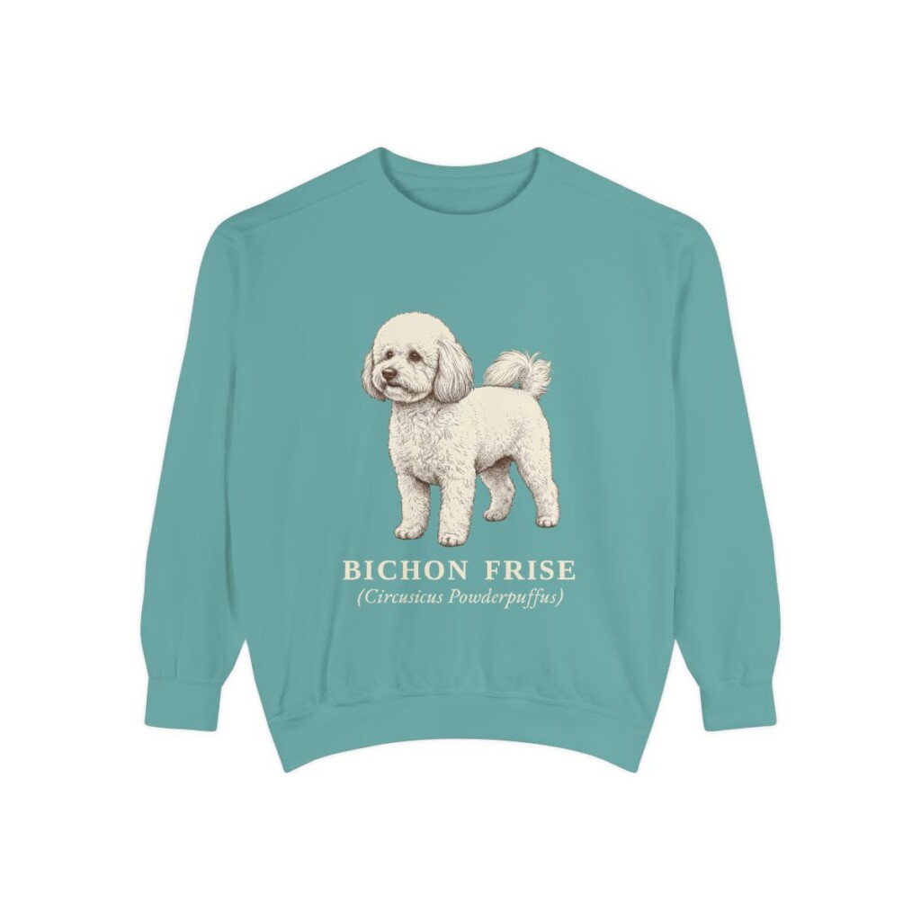 Bichon Frise Latin Sweatshirt, Seafoam, front view