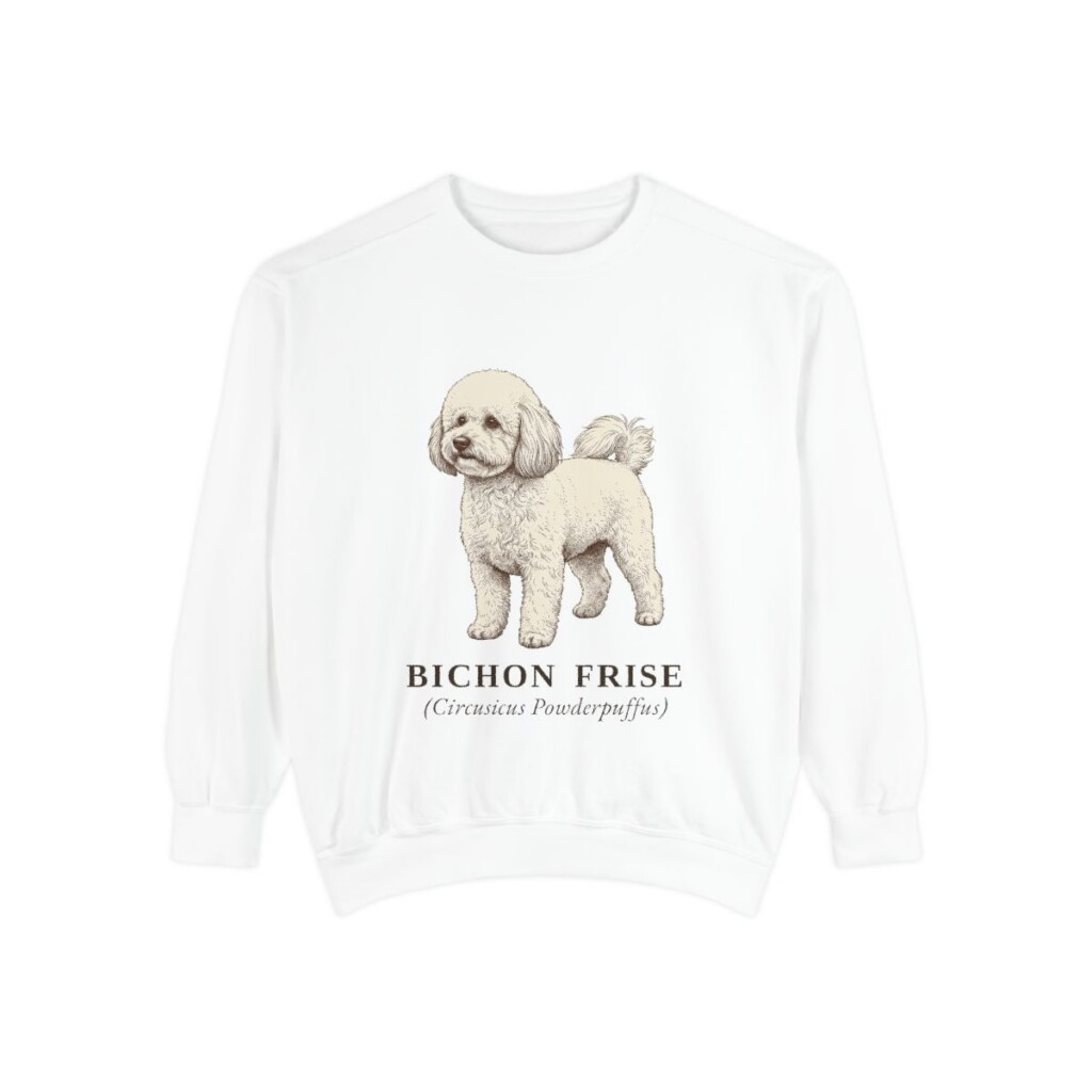 Bichon Frise Latin Sweatshirt, White, front view