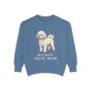 bichon-frise-sweatshirt-mom-blue-jean Bichon Frise Mom Sweatshirt, Blue Jean, front view