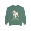 bichon-frise-sweatshirt-mom-light-green Bichon Frise Mom Sweatshirt, Light Green, front view