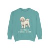 bichon-frise-sweatshirt-mom-seafoam Bichon Frise Mom Sweatshirt, Seafoam, front view