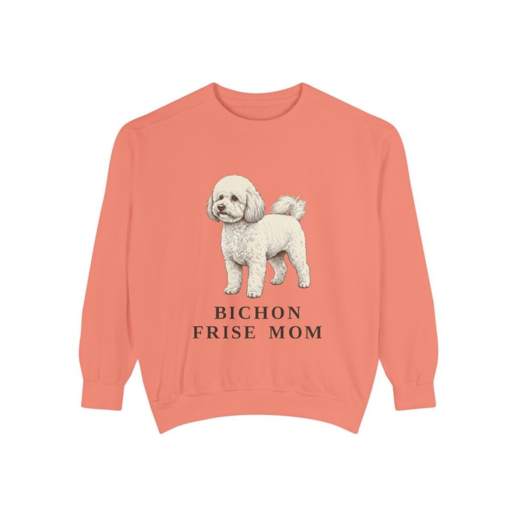 bichon-frise-sweatshirt-mom-terracotta Bichon Frise Mom Sweatshirt, Terracotta, front view