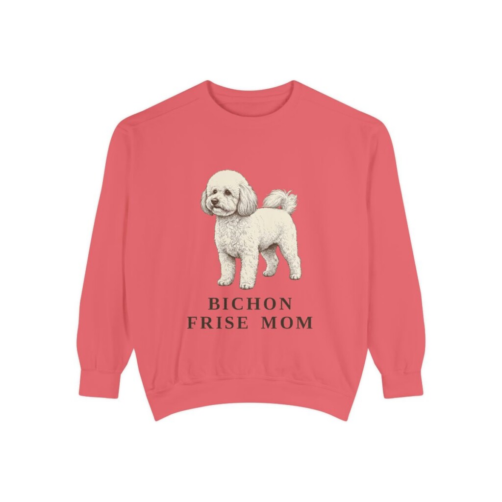 bichon-frise-sweatshirt-mom-watermelon Bichon Frise Mom Sweatshirt, Watermelon, front view