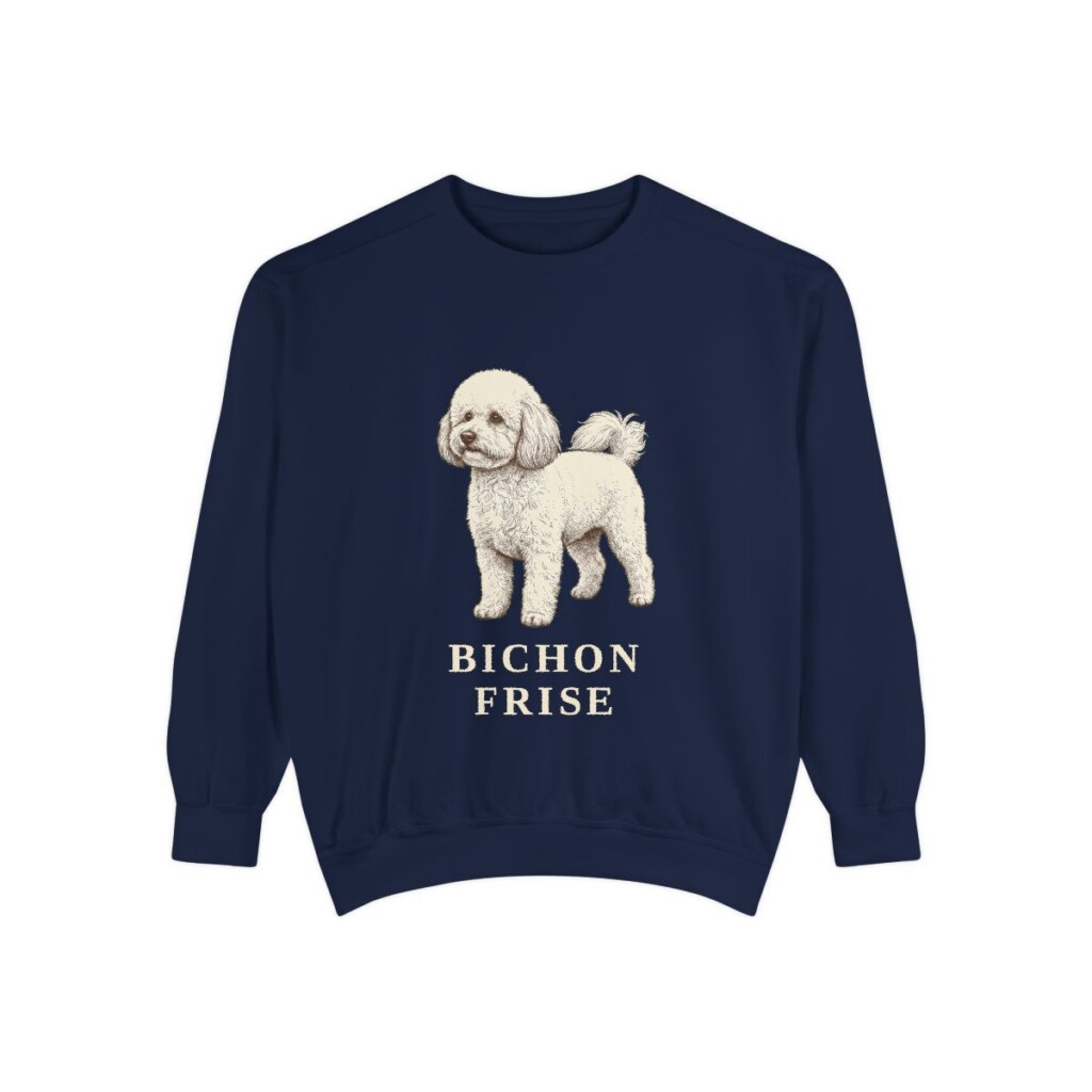 Bichon Frise Sweatshirt, True Navy, front view