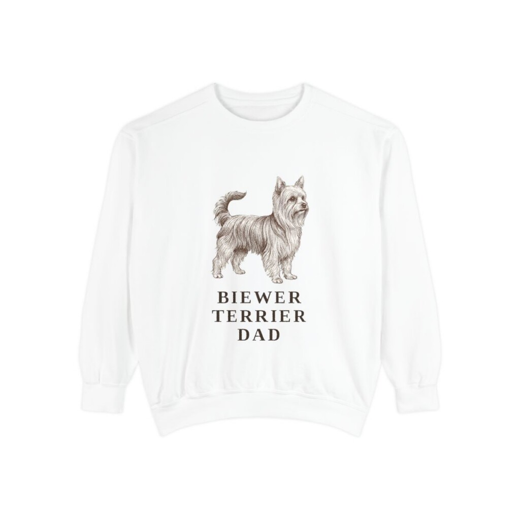 Biewer Terrier Dad Sweatshirt, White, front view