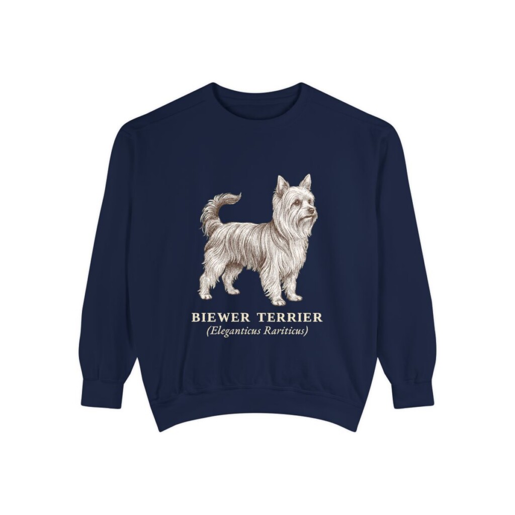 biewer-terrier-sweatshirt-latin-true-navy Biewer Terrier Latin Sweatshirt, True Navy, front view