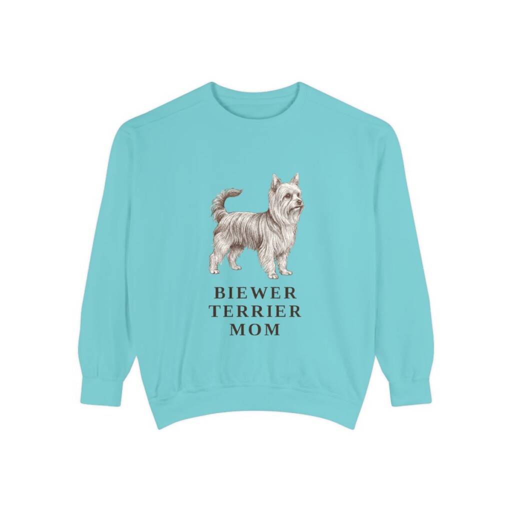 Biewer Terrier Mom Sweatshirt, Chalky Mint, front view