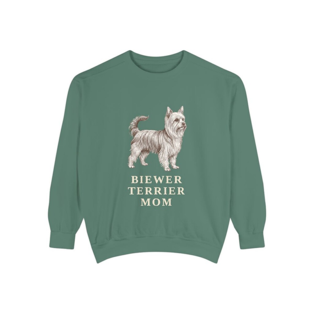 Biewer Terrier Mom Sweatshirt, Light Green, front view