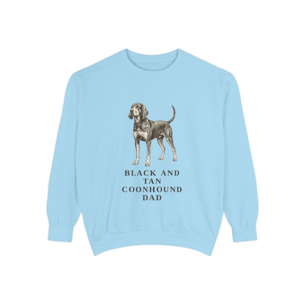 Black and Tan Coonhound Dad Sweatshirt, Chambray, front view