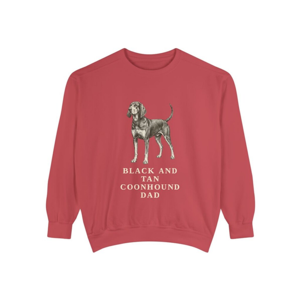 Black and Tan Coonhound Dad Sweatshirt, Crimson, front view