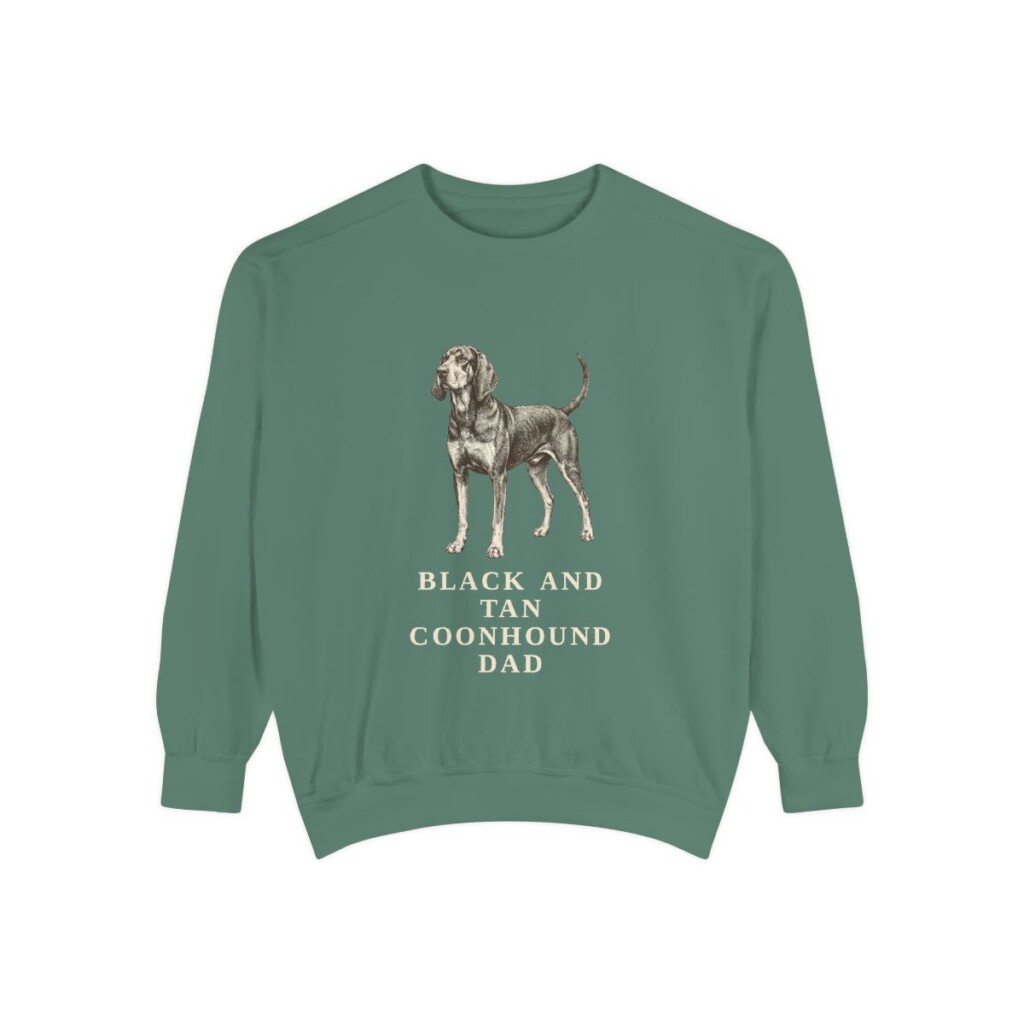 Black and Tan Coonhound Dad Sweatshirt, Light Green, front view