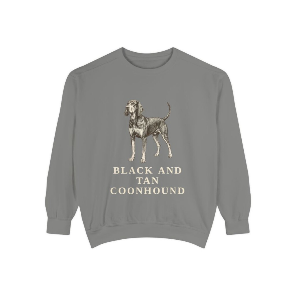black-and-tan-coonhound-sweatshirt-grey Black and Tan Coonhound Sweatshirt, Grey, front view