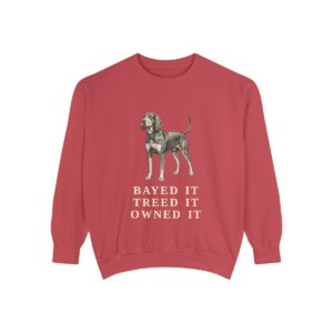 Black and Tan Coonhound Humor Sweatshirt, Crimson, front view