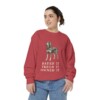 Black and Tan Coonhound Humor Sweatshirt, Crimson, person 2 front