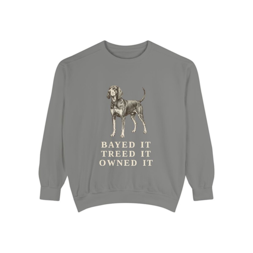 Black and Tan Coonhound Humor Sweatshirt, Grey, front view