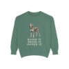 Black and Tan Coonhound Humor Sweatshirt, Light Green, front view