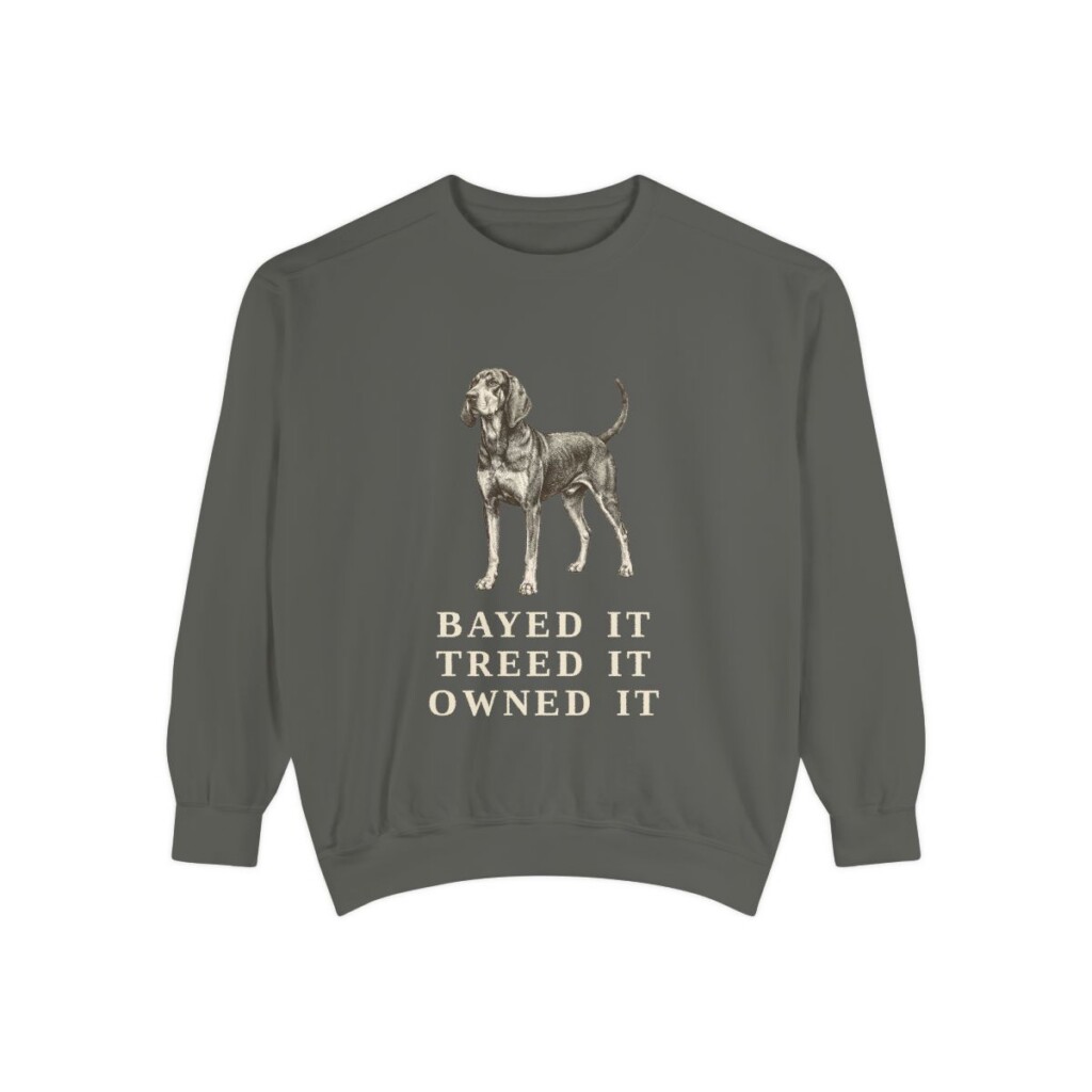 Black and Tan Coonhound Humor Sweatshirt, Pepper, front view