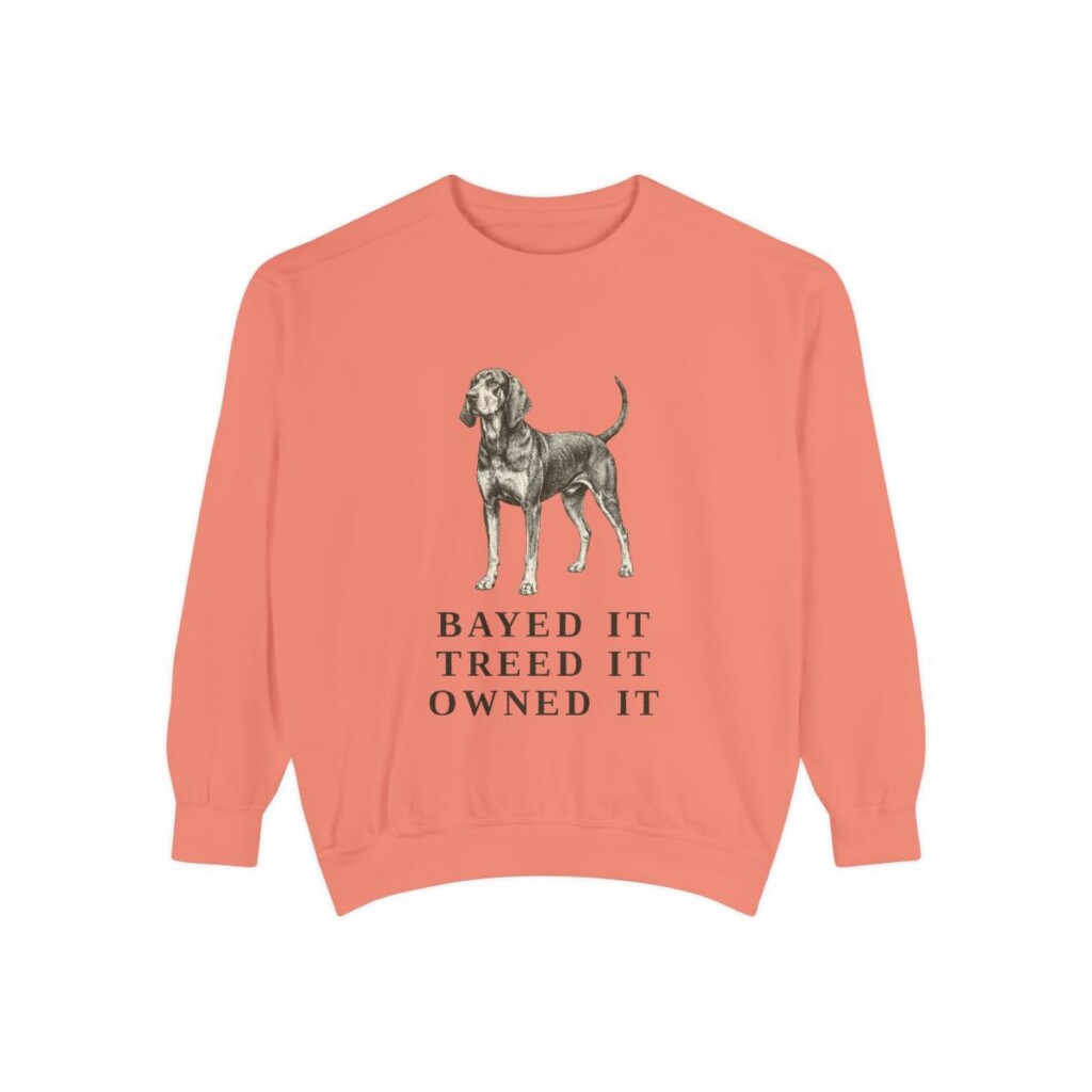 Black and Tan Coonhound Humor Sweatshirt, Terracotta, front view