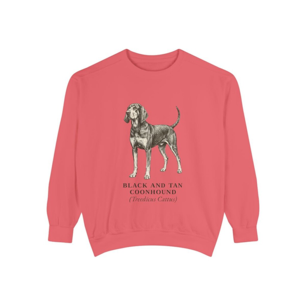 Black and Tan Coonhound Latin Sweatshirt, Watermelon, front view