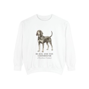 Black and Tan Coonhound Latin Sweatshirt, White, front view