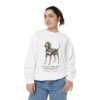 Black and Tan Coonhound Latin Sweatshirt, White, person 2 front