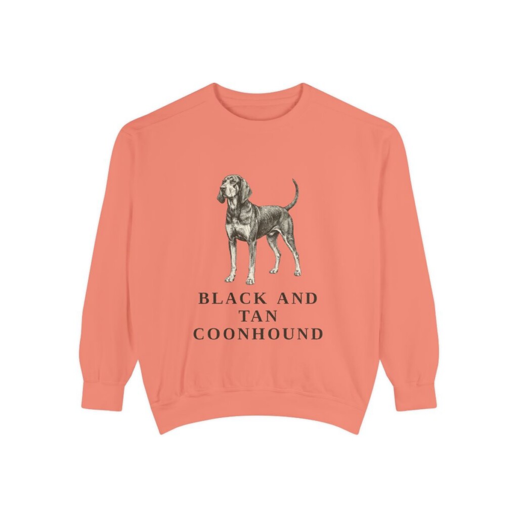 black-and-tan-coonhound-sweatshirt-terracotta Black and Tan Coonhound Sweatshirt, Terracotta, front view