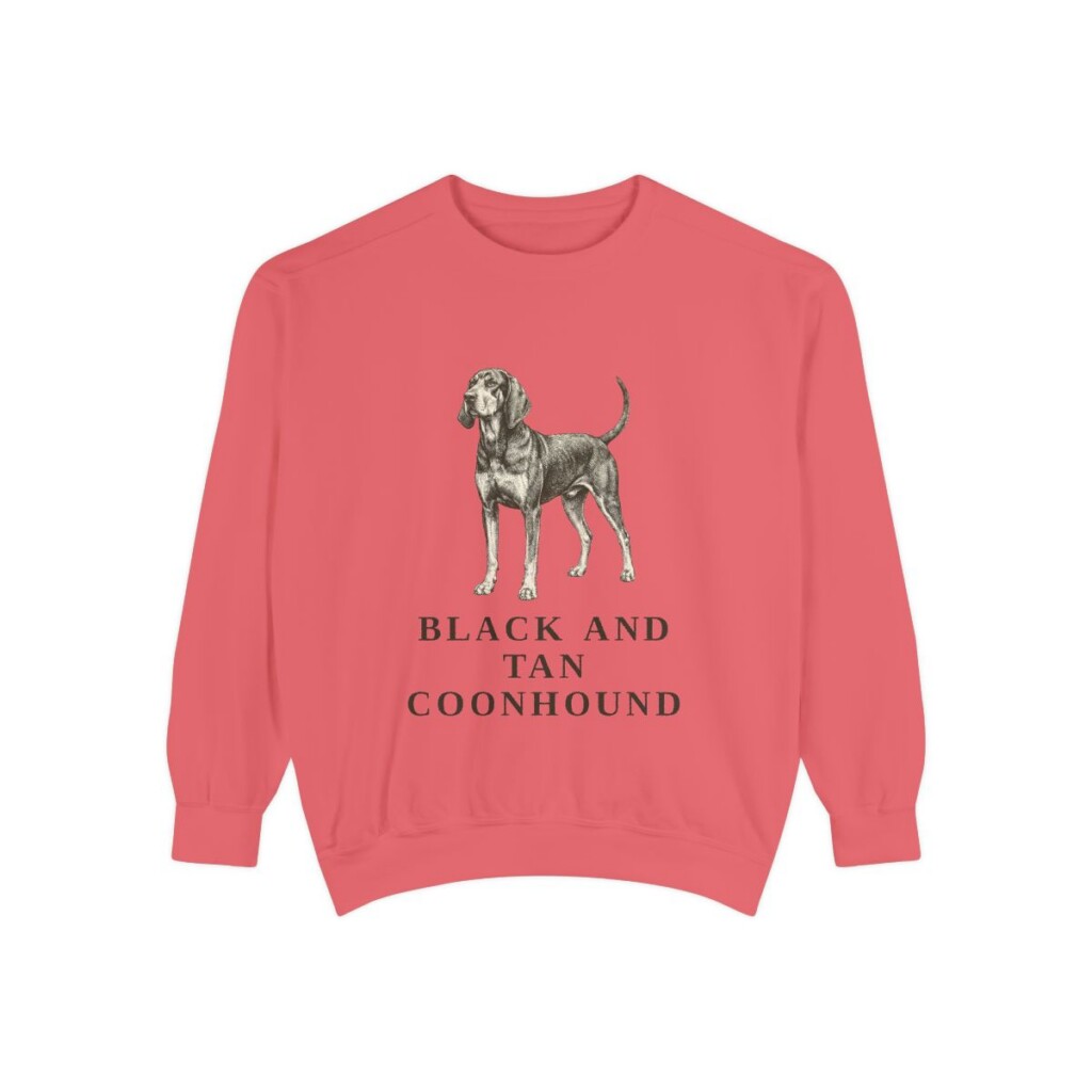 black-and-tan-coonhound-sweatshirt-watermelon Black and Tan Coonhound Sweatshirt, Watermelon, front view