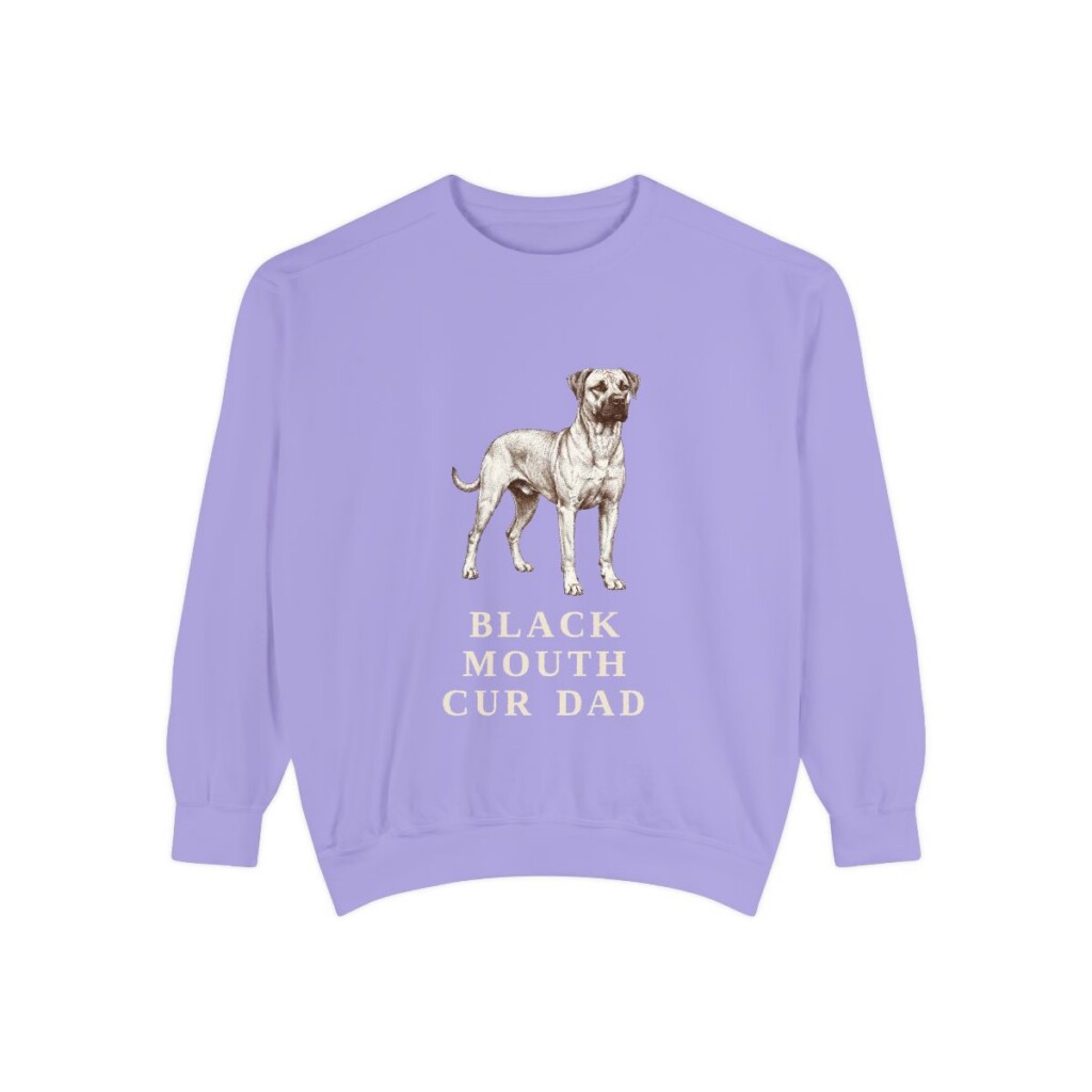 black-mouth-cur-sweatshirt-dad-violet Black Mouth Cur Dad Sweatshirt, Violet, front view