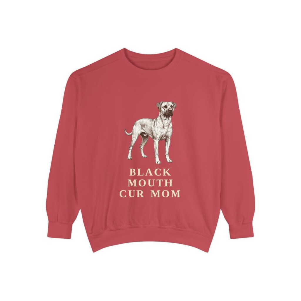 Black Mouth Cur Mom Sweatshirt, Crimson, front view