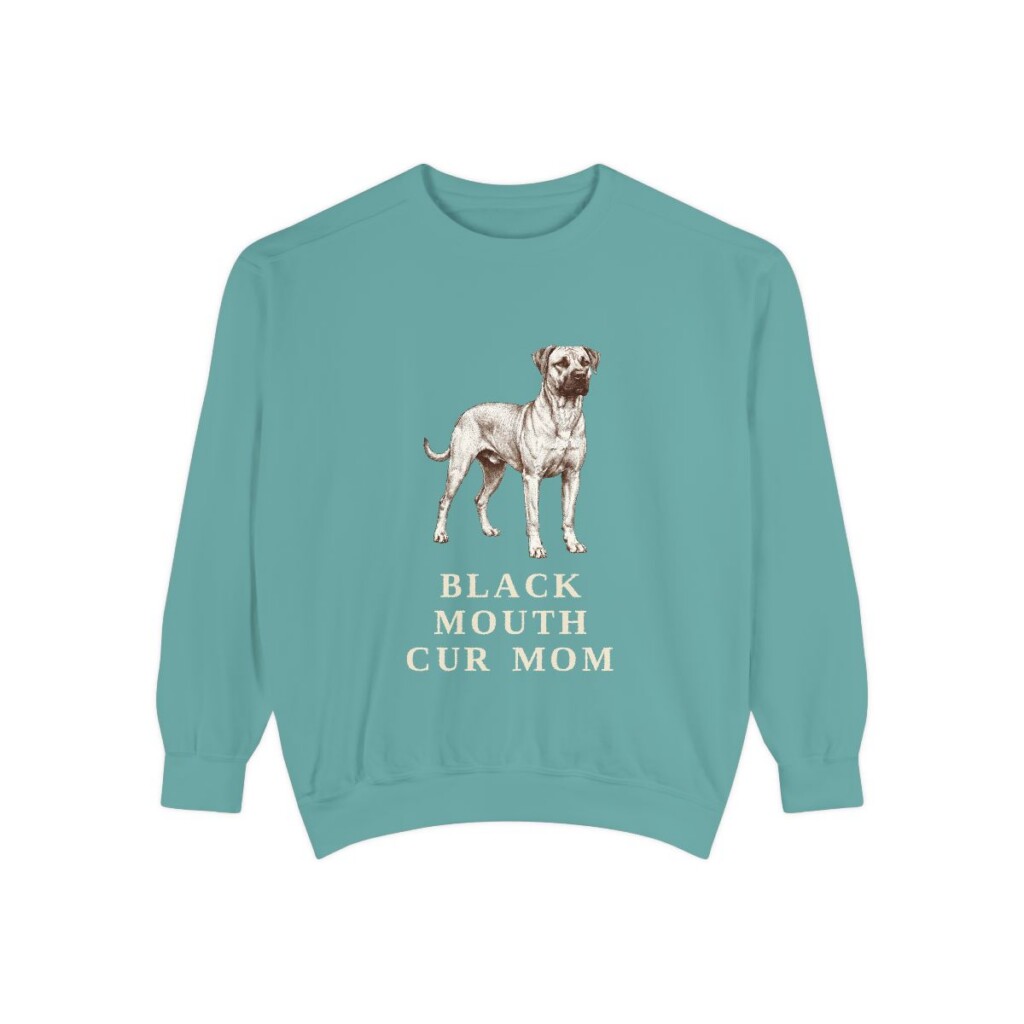 Black Mouth Cur Mom Sweatshirt, Seafoam, front view