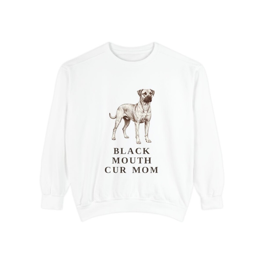 Black Mouth Cur Mom Sweatshirt, White, front view