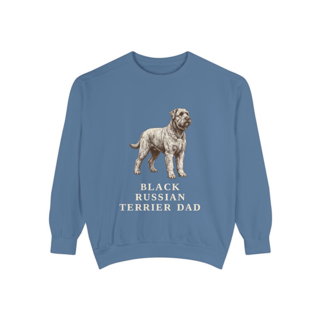 Black Russian Terrier Dad Sweatshirt, Blue Jean, front view