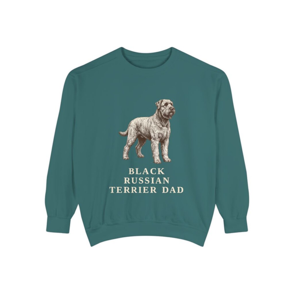 Black Russian Terrier Dad Sweatshirt, Blue Spruce, front view