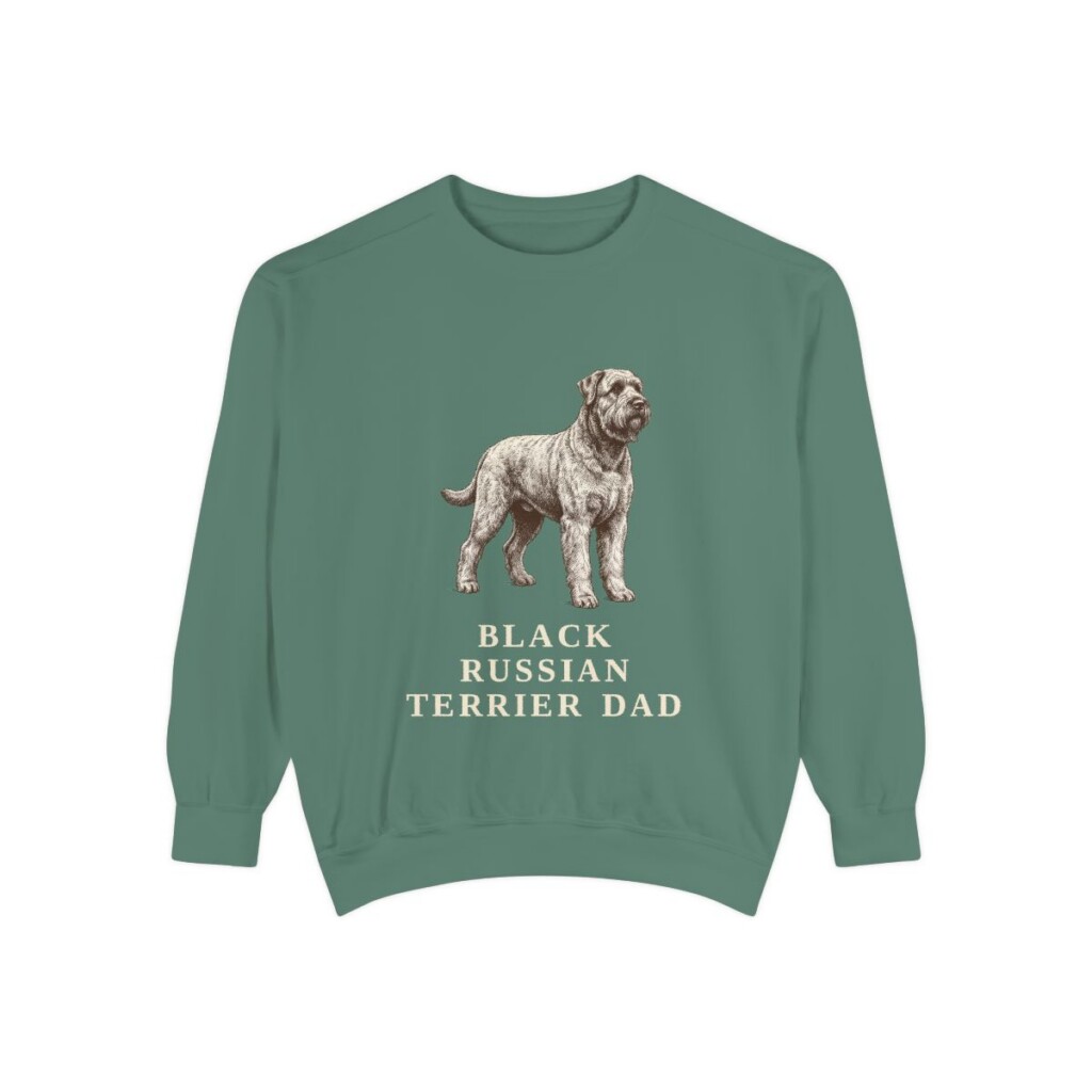 Black Russian Terrier Dad Sweatshirt, Light Green, front view