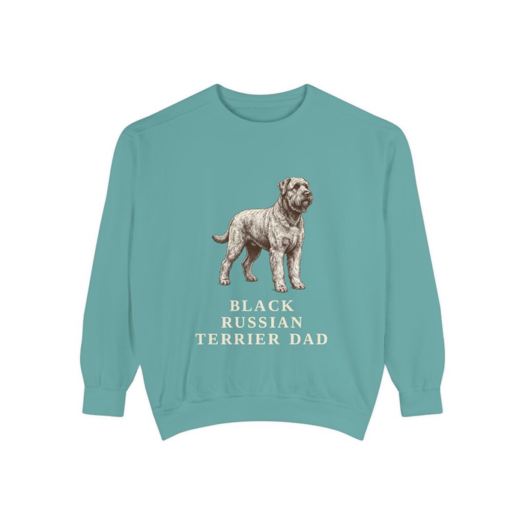 Black Russian Terrier Dad Sweatshirt, Seafoam, front view