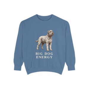 Black Russian Terrier Humor Sweatshirt, Blue Jean, front view