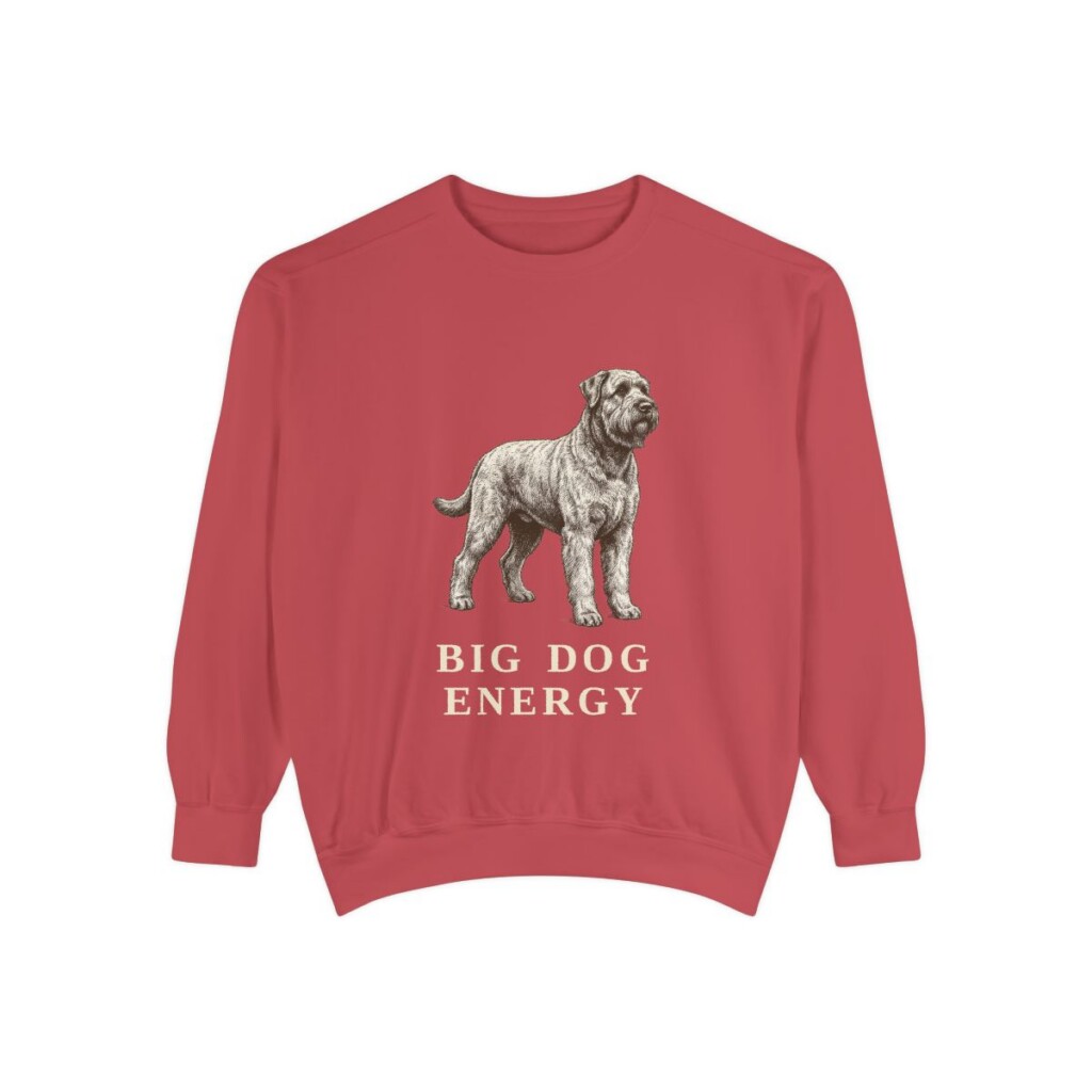 Black Russian Terrier Humor Sweatshirt, Crimson, front view