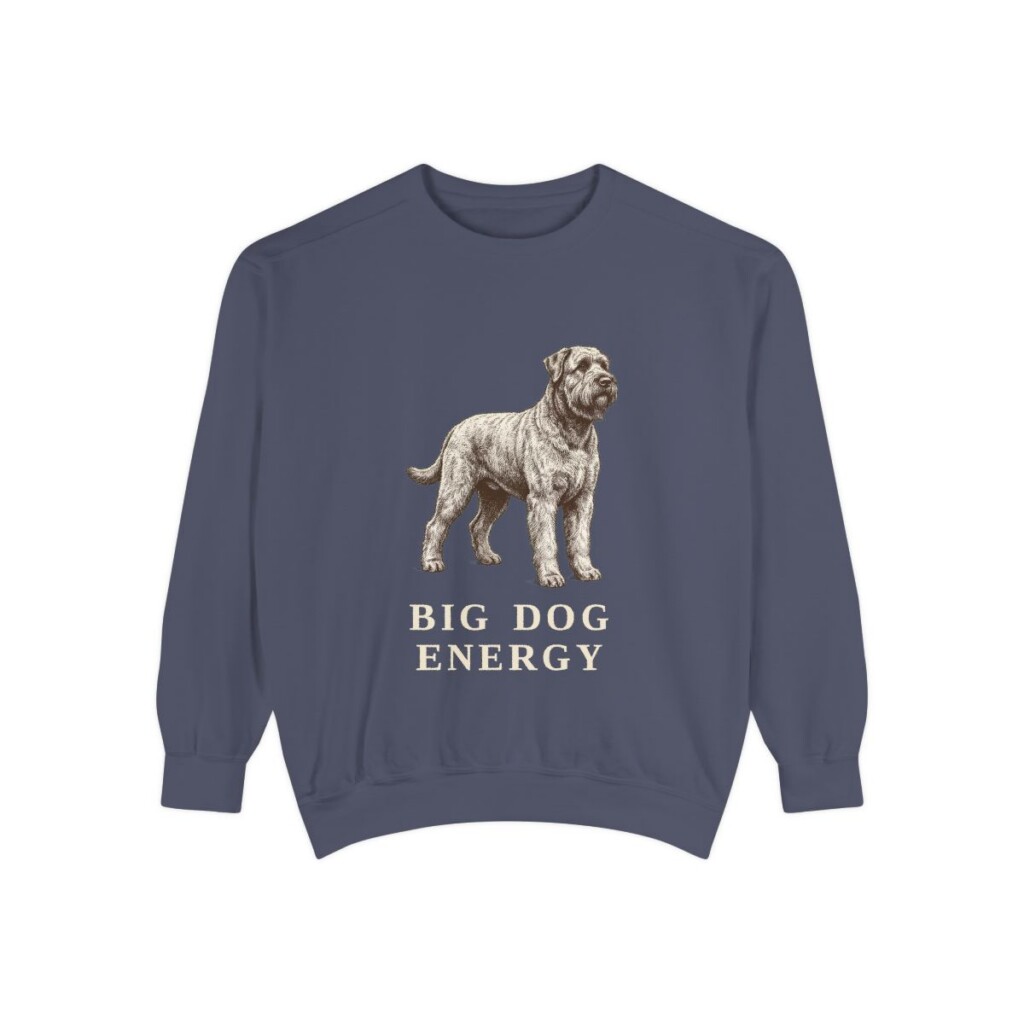 Black Russian Terrier Humor Sweatshirt, Denim, front view