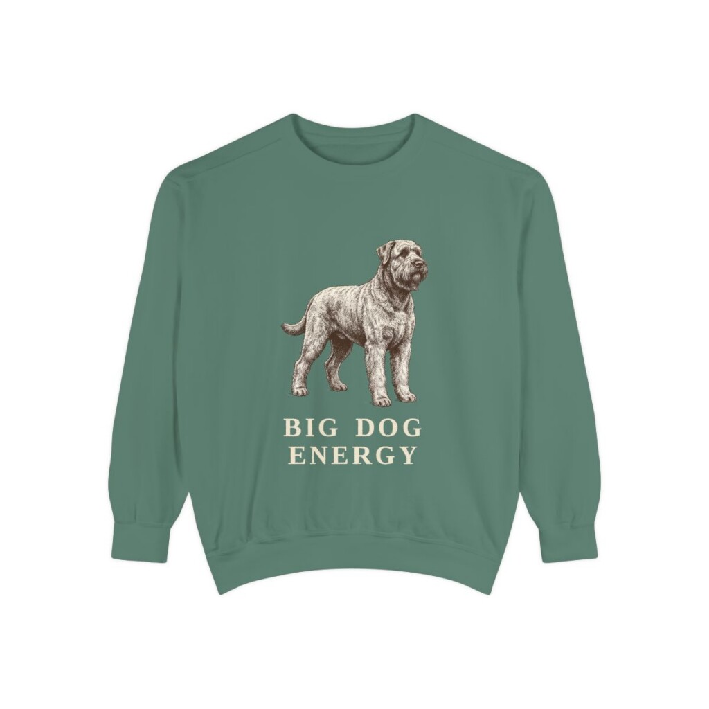 Black Russian Terrier Humor Sweatshirt, Light Green, front view