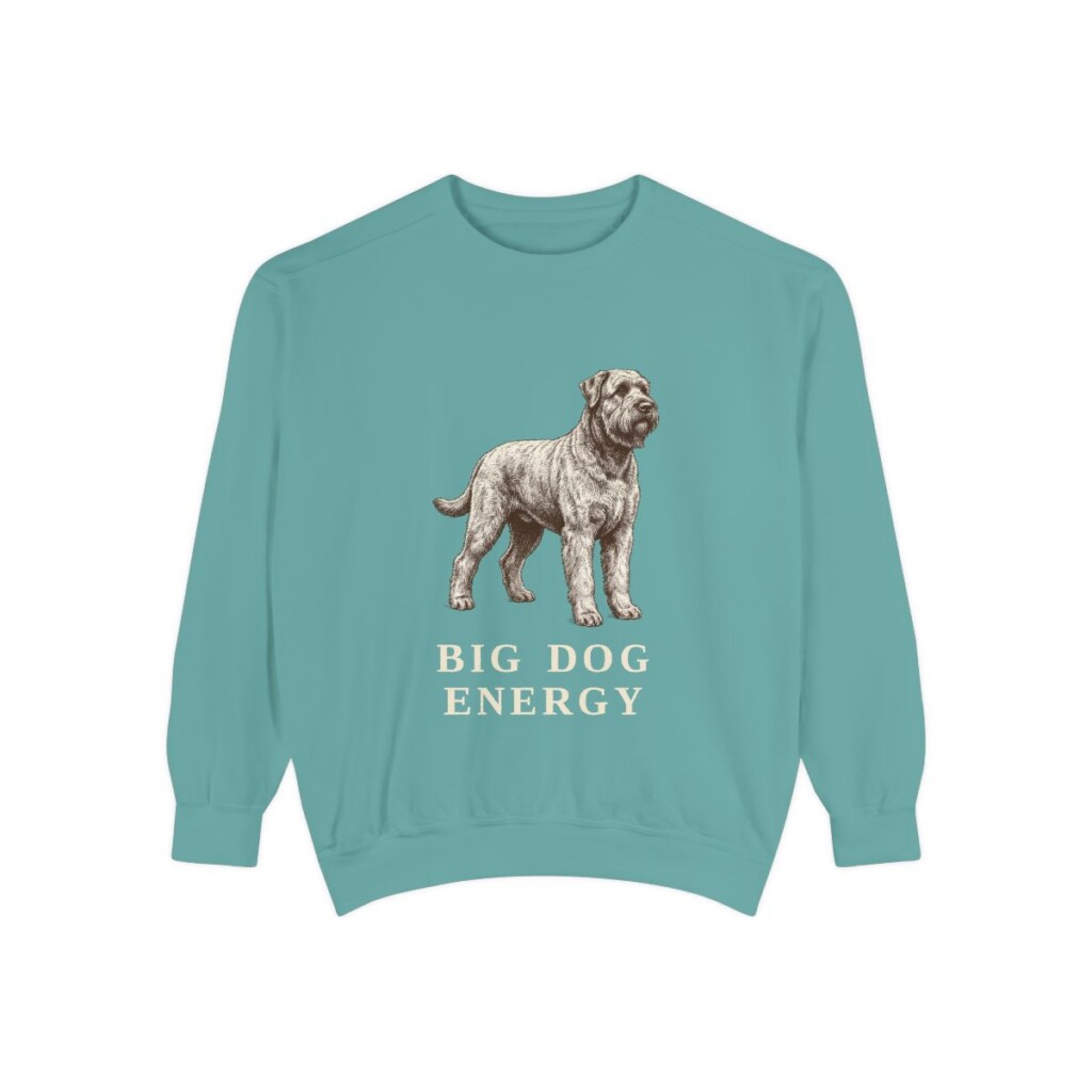 Black Russian Terrier Humor Sweatshirt, Seafoam, front view