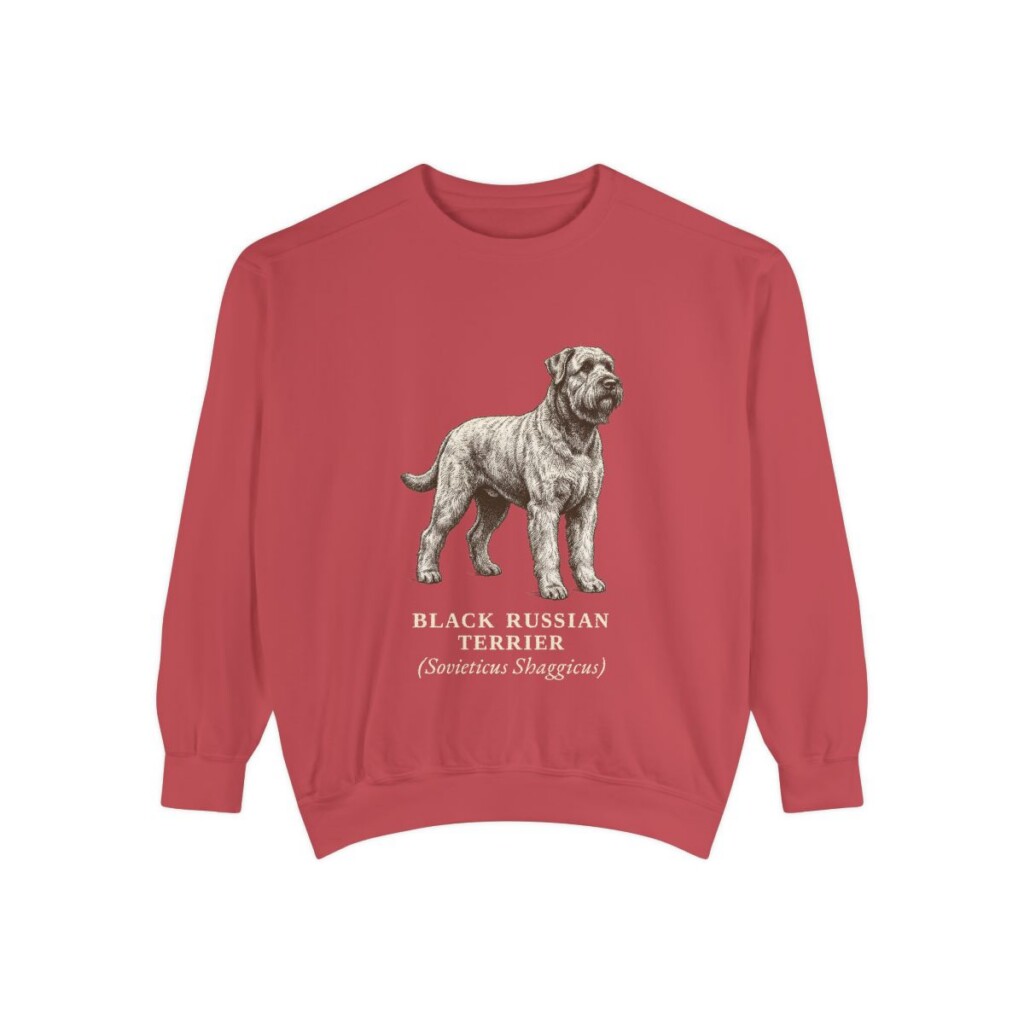 black-russian-terrier-sweatshirt-latin-crimson Black Russian Terrier Latin Sweatshirt, Crimson, front view