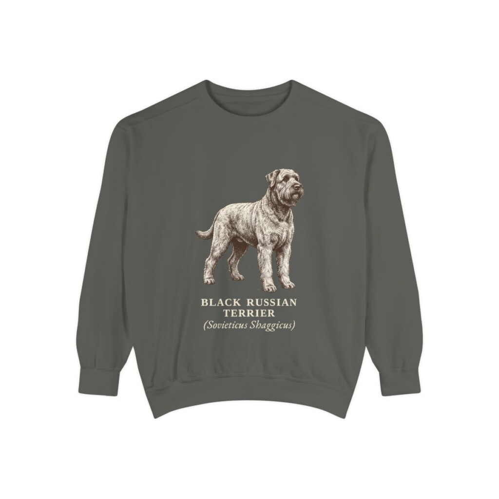 black-russian-terrier-sweatshirt-latin-pepper Black Russian Terrier Latin Sweatshirt, Pepper, front view