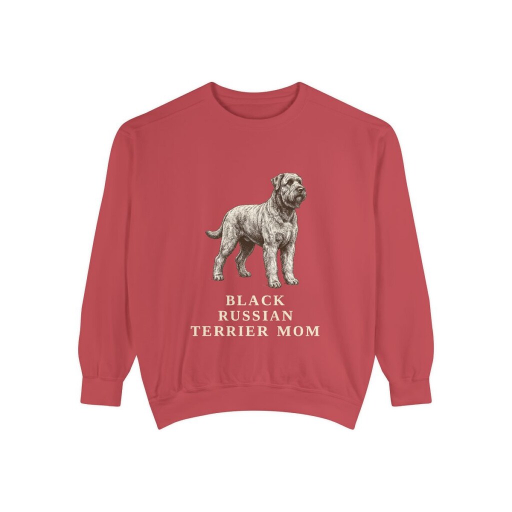 Black Russian Terrier Mom Sweatshirt, Crimson, front view