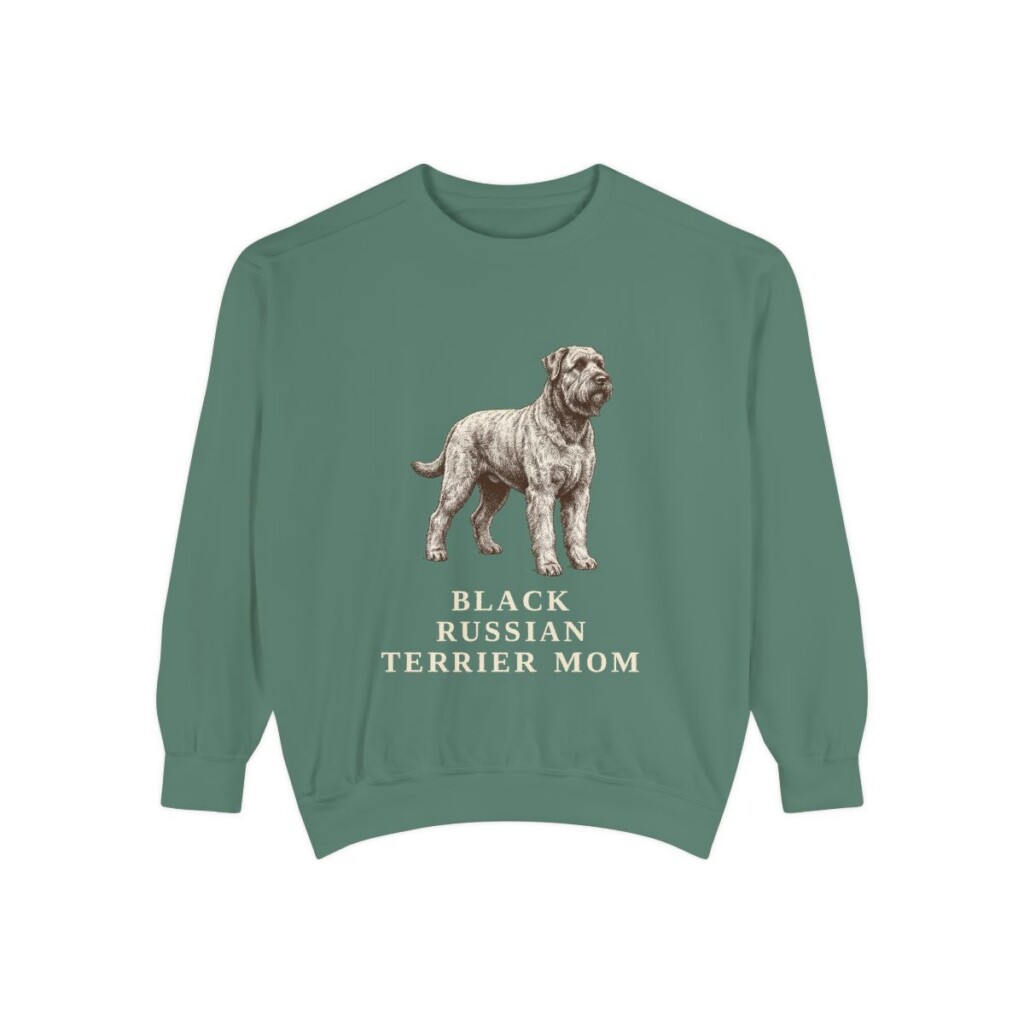 Black Russian Terrier Mom Sweatshirt, Light Green, front view
