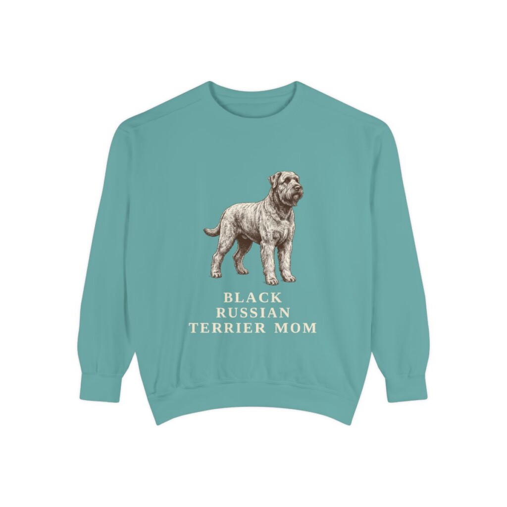 Black Russian Terrier Mom Sweatshirt, Seafoam, front view