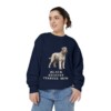 Black Russian Terrier Mom Sweatshirt, True Navy, person 2 front