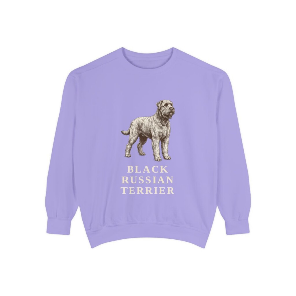 Black Russian Terrier Sweatshirt, Violet, front view