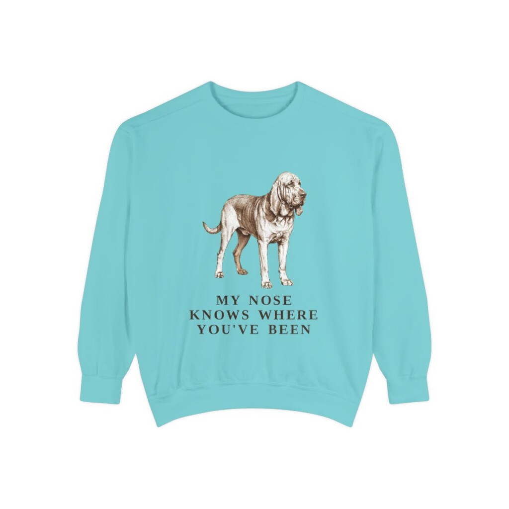 Bloodhound Humor Sweatshirt, Chalky Mint, front view