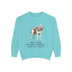 Bloodhound Humor Sweatshirt, Chalky Mint, front view